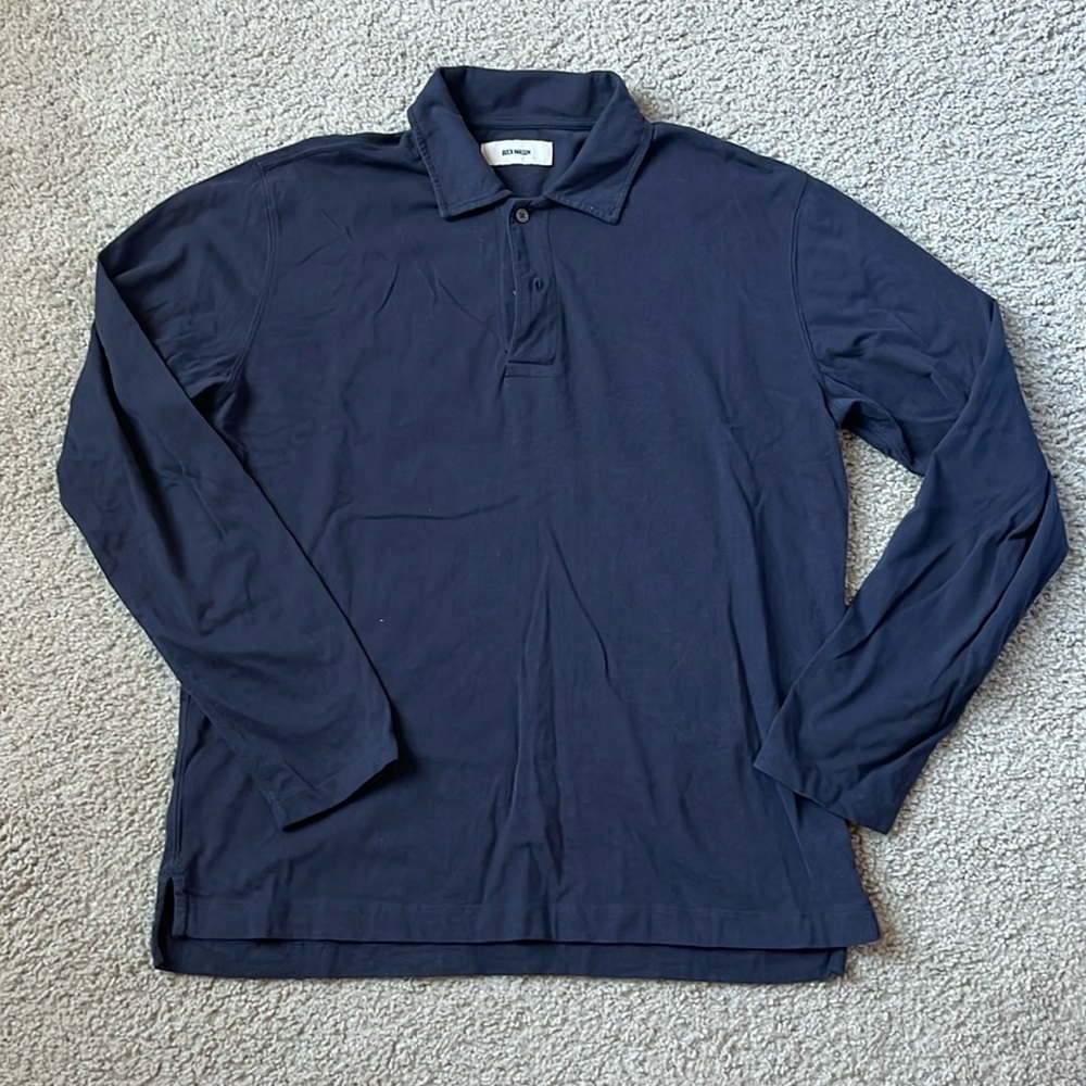 Buck Mason LS Polo Navy (M)